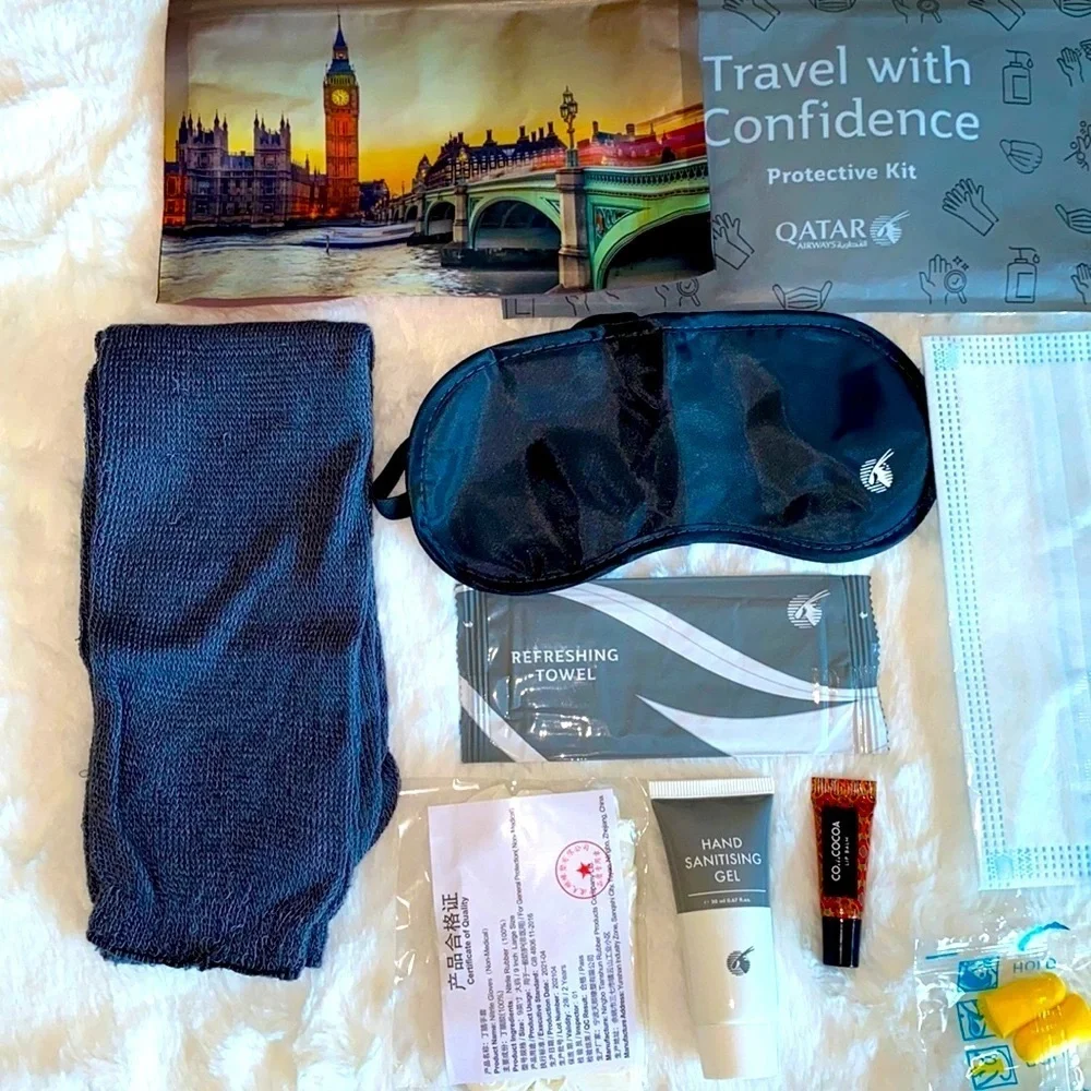 Qatar Airways London Clock picture bag Amenity kit traveler‎ safe kit